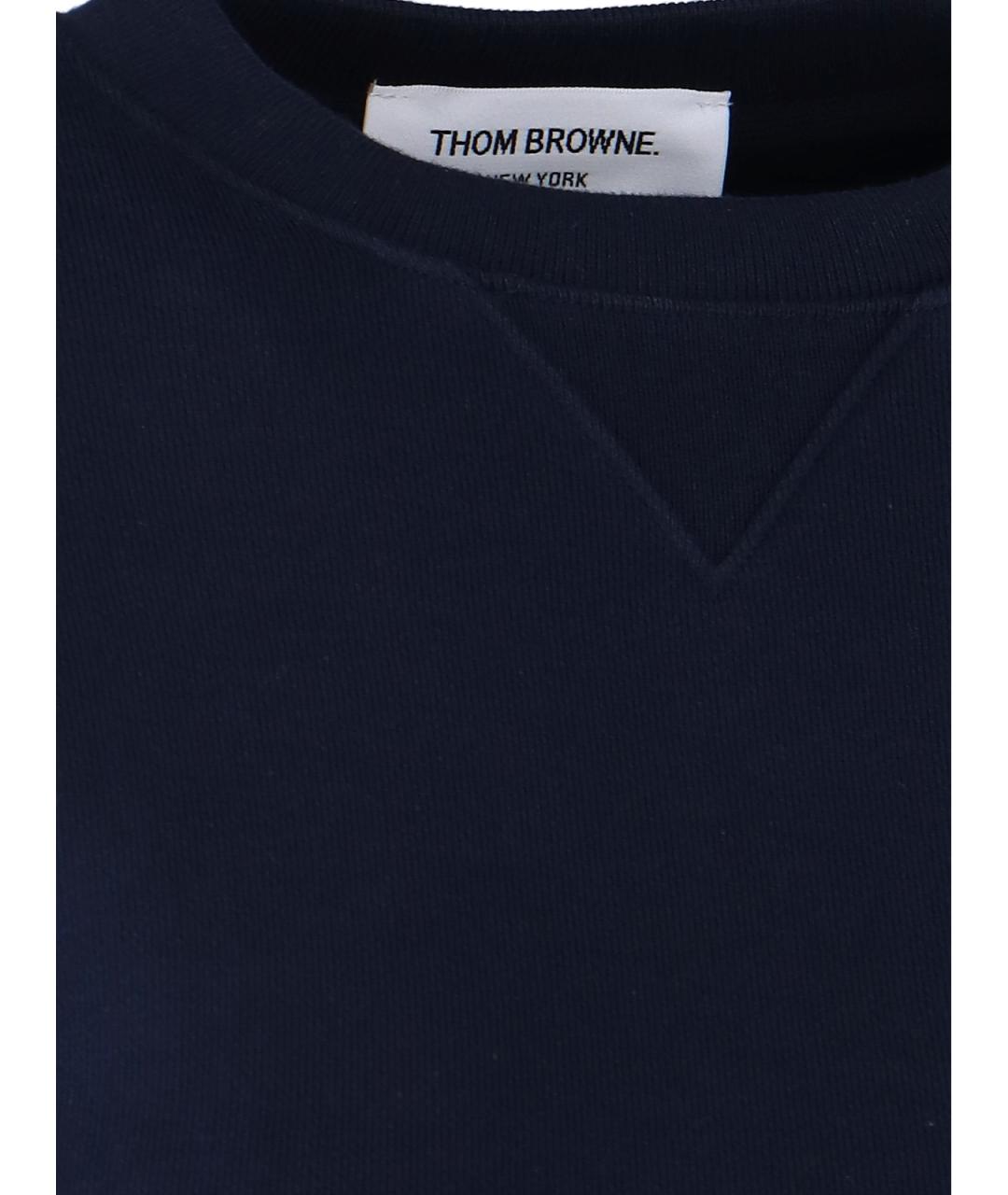 THOM BROWNE Темно-синий хлопковый джемпер / свитер, фото 5