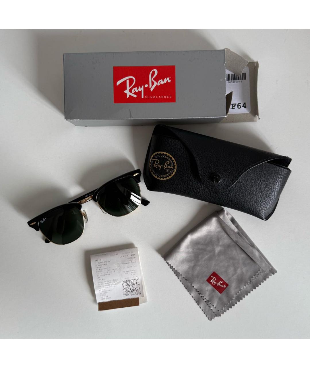 RAY BAN Черные пластиковые солнцезащитные очки, фото 6