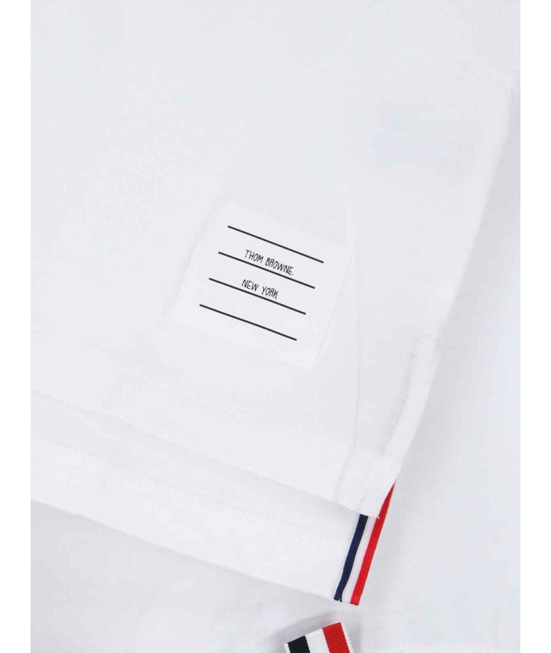 THOM BROWNE Белая хлопковая футболка, фото 3