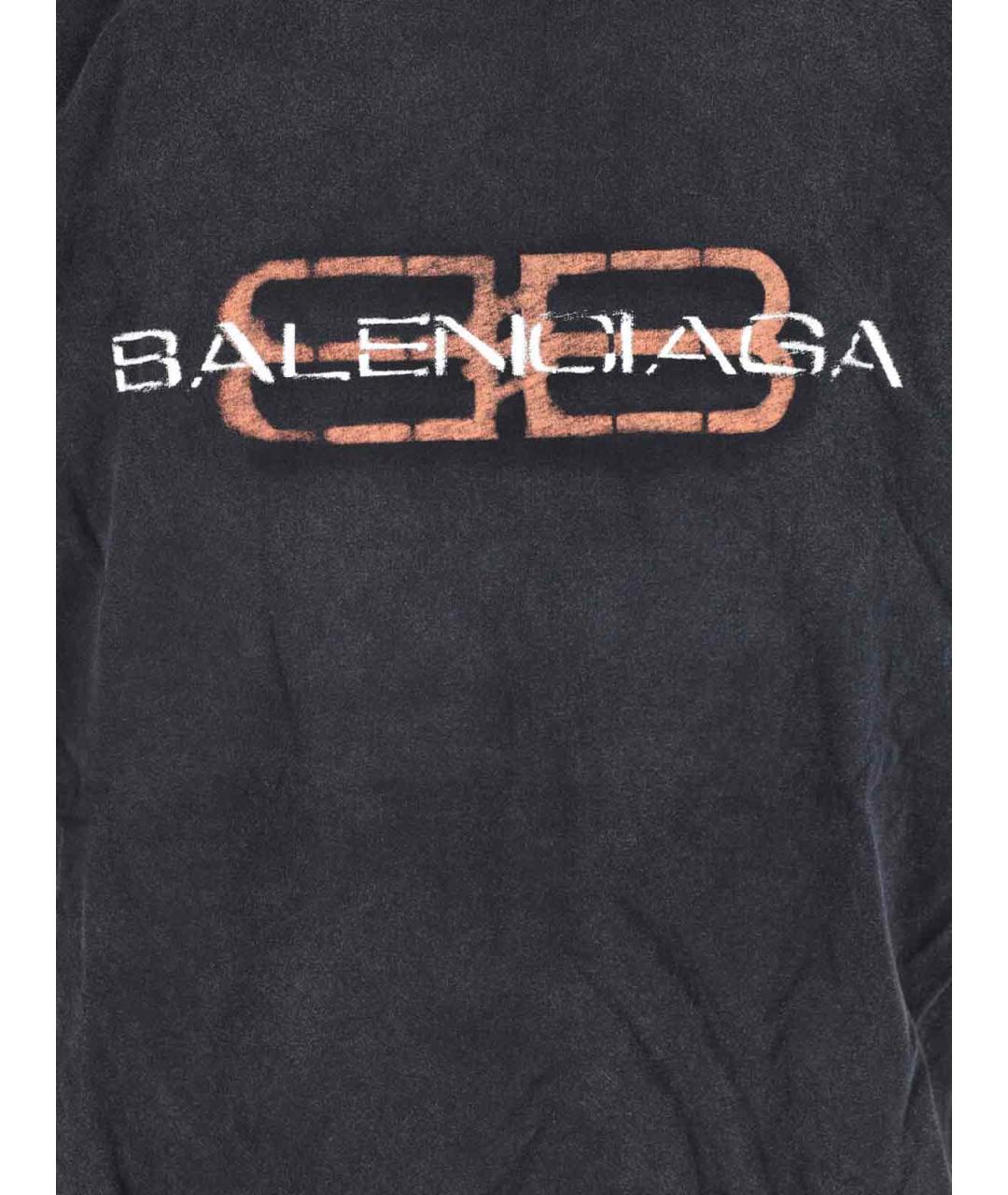 BALENCIAGA Черная хлопковая футболка, фото 3