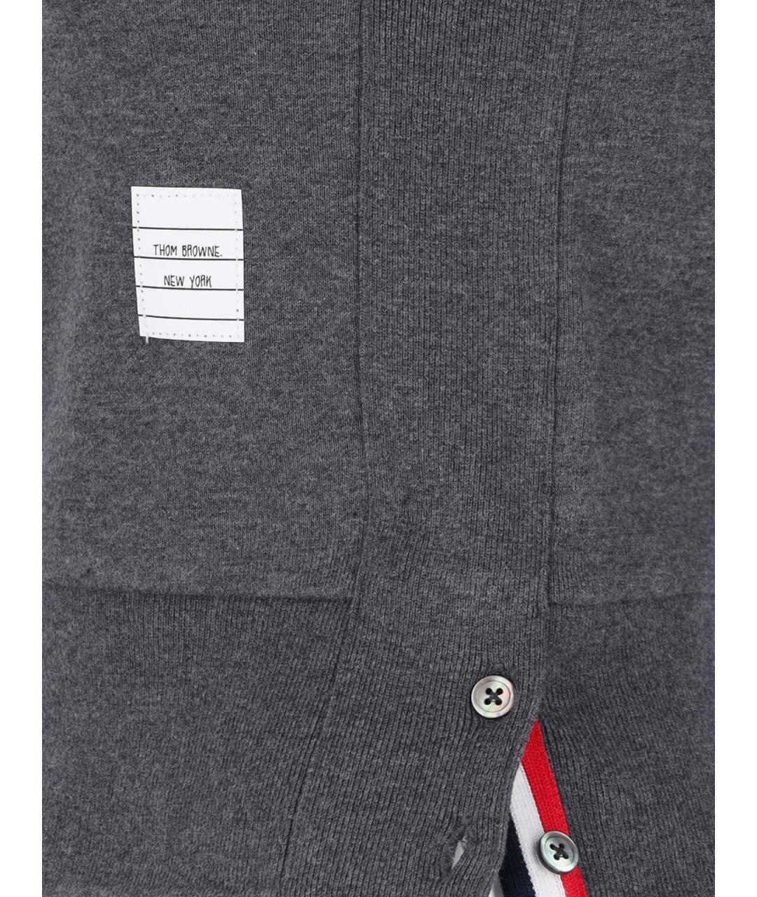 THOM BROWNE Антрацитовый хлопковый джемпер / свитер, фото 5