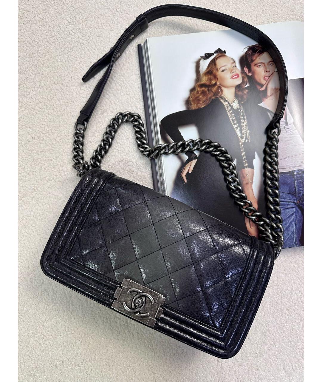 CHANEL Серая кожаная сумка с короткими ручками, фото 2