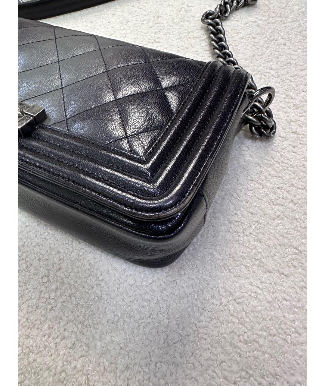 CHANEL Серая кожаная сумка с короткими ручками, фото 6
