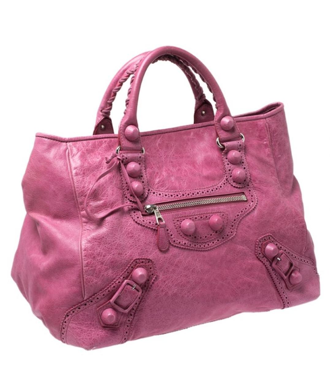 BALENCIAGA Фуксия кожаная сумка с короткими ручками, фото 2