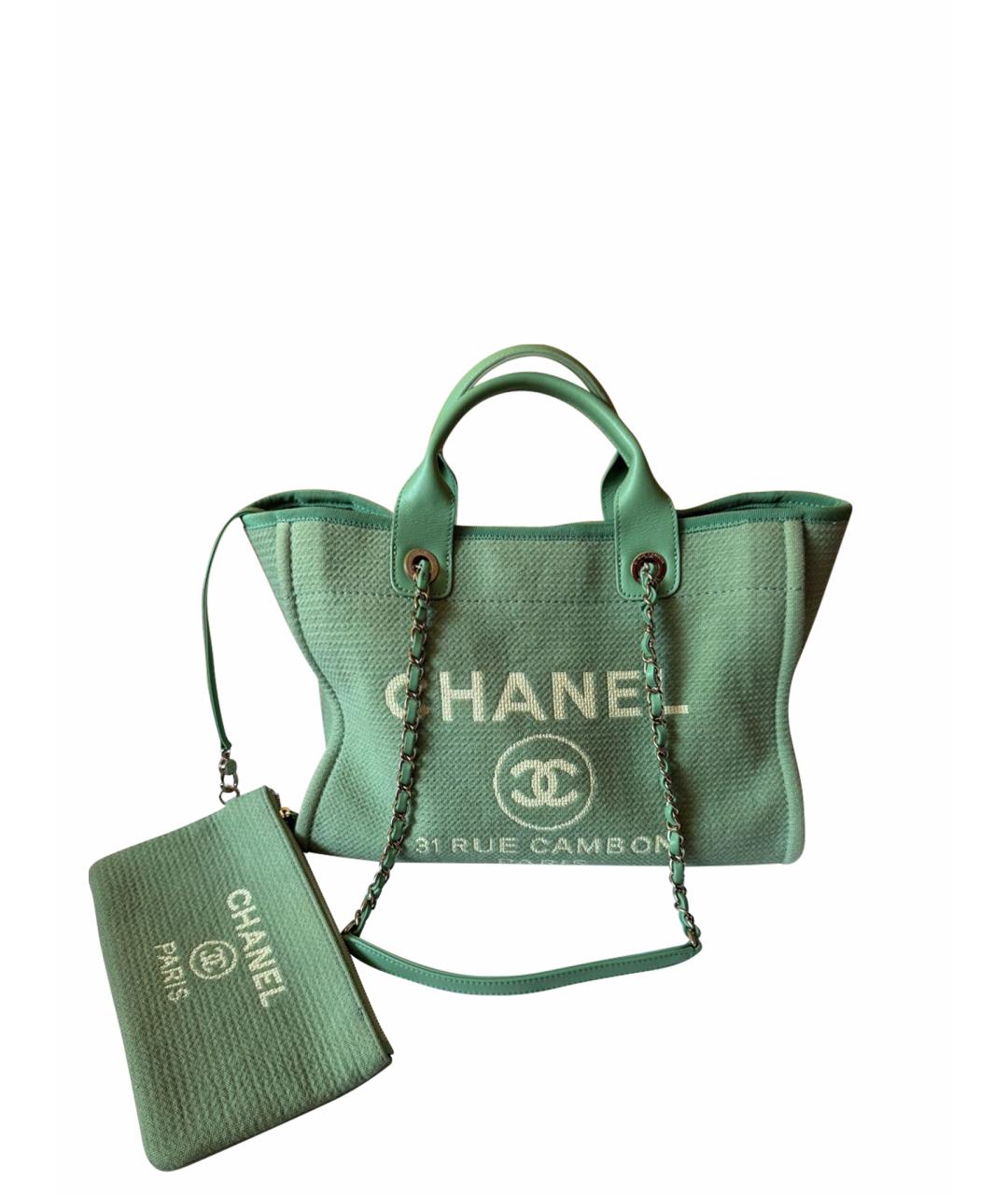 CHANEL Зеленая хлопковая пляжная сумка, фото 1