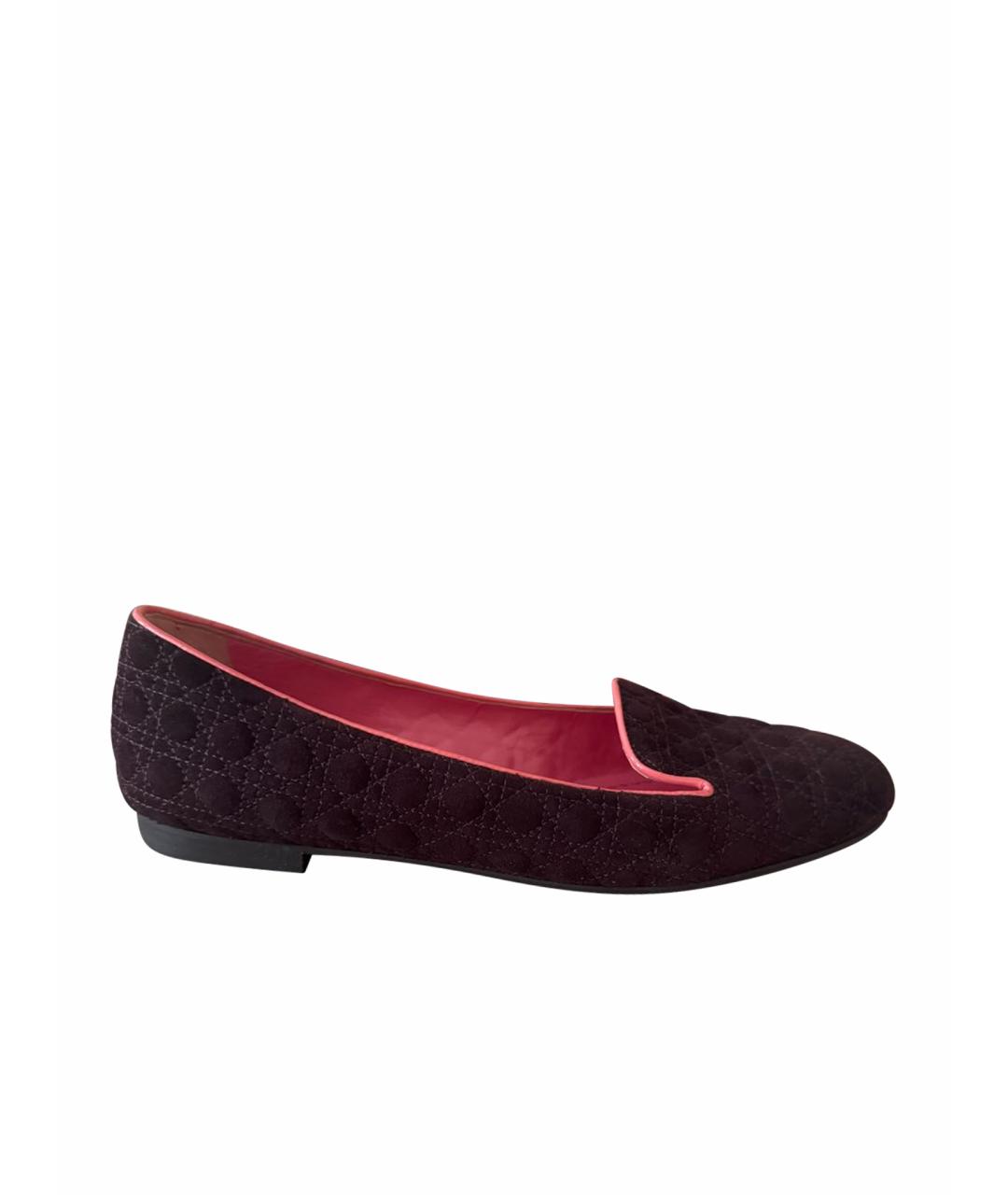 CHRISTIAN DIOR Бордовые бархатные лоферы, фото 1