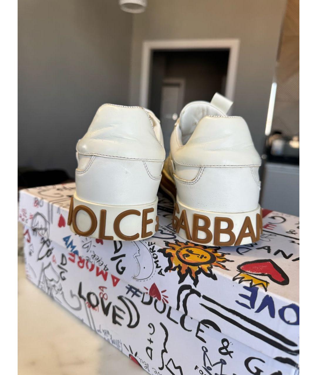 DOLCE&GABBANA Белые кожаные кеды, фото 5