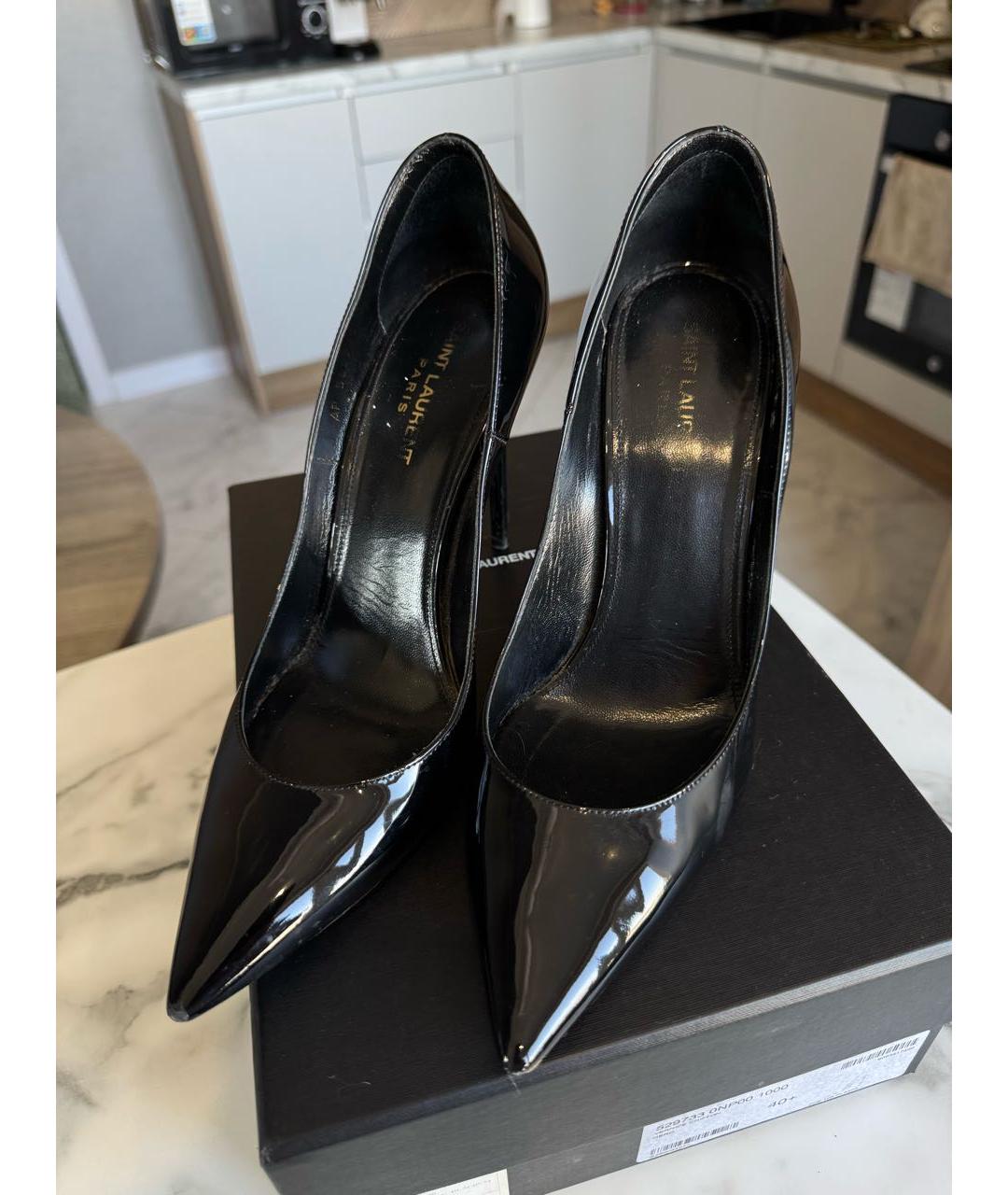 SAINT LAURENT Черные туфли из лакированной кожи, фото 2
