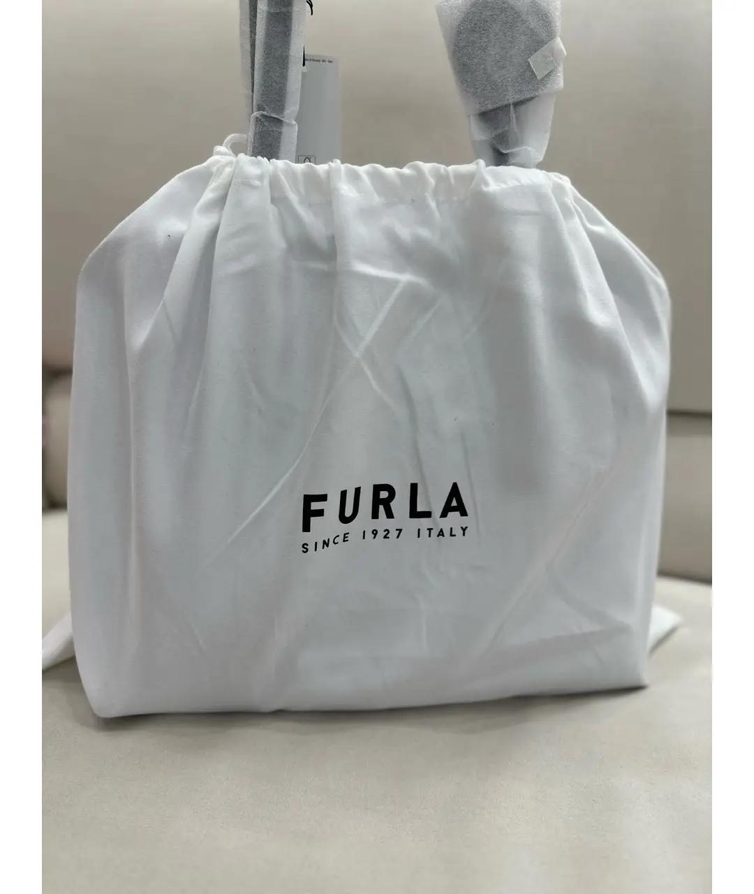 FURLA Черная кожаная сумка тоут, фото 7