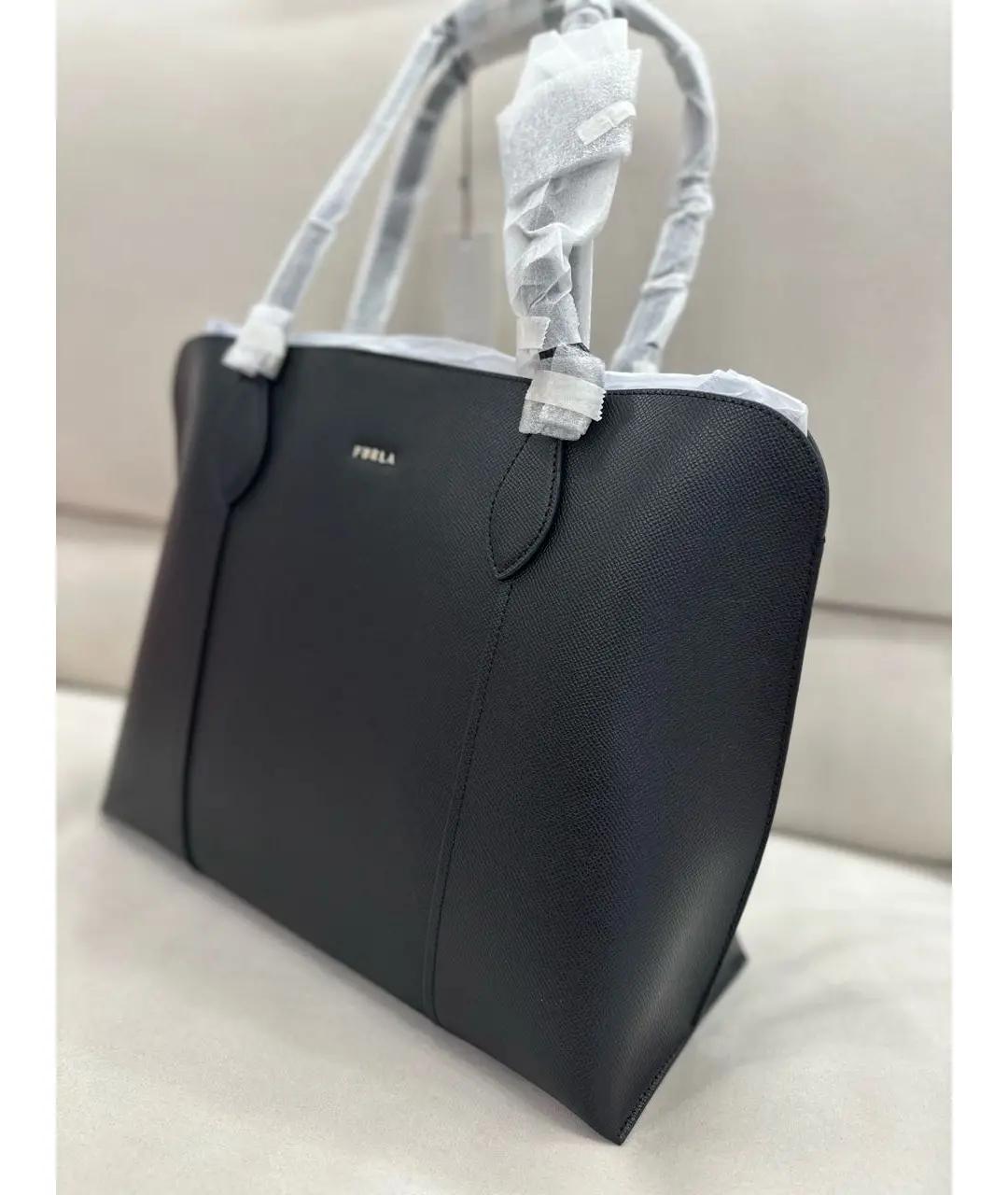 FURLA Черная кожаная сумка тоут, фото 2