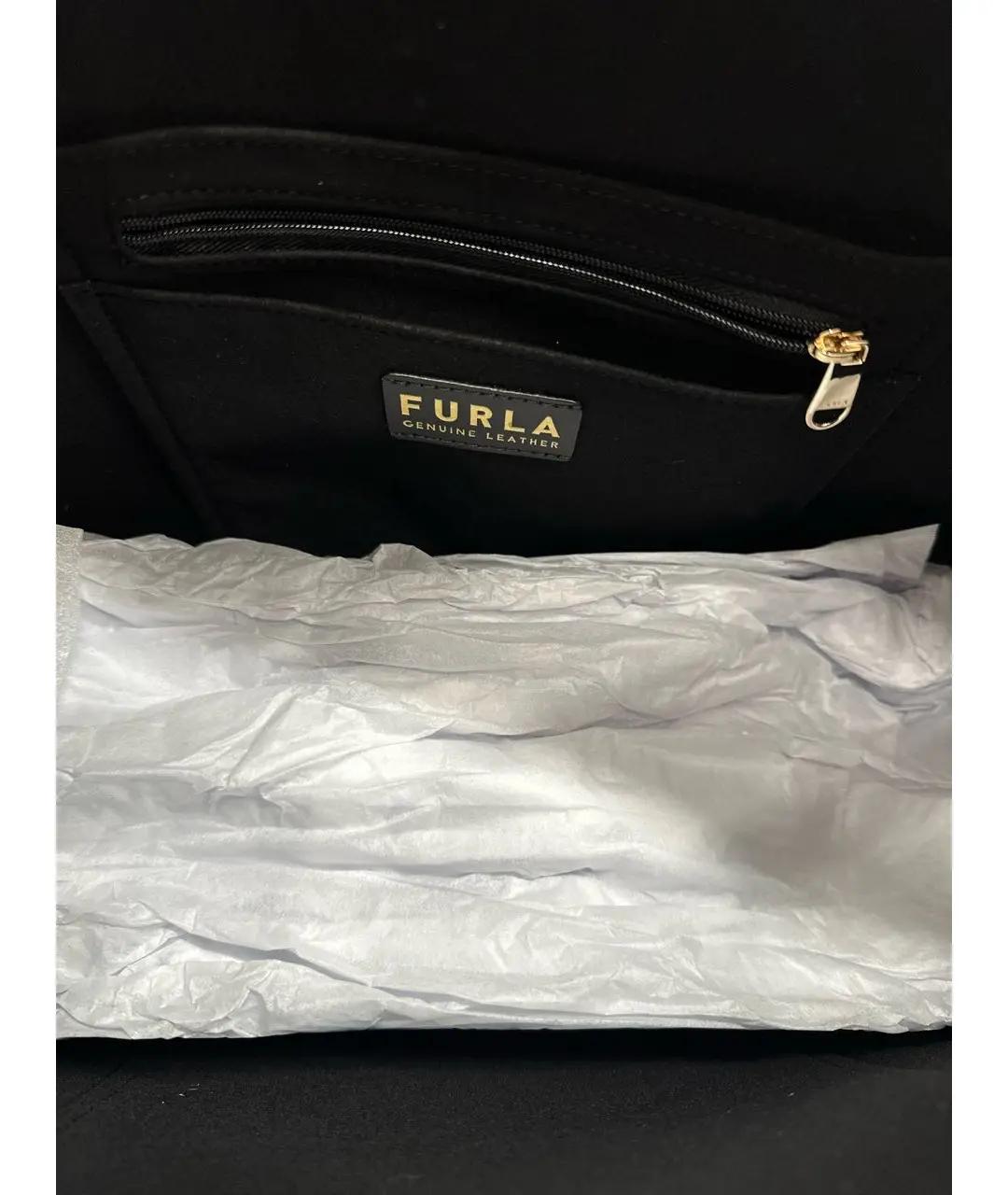 FURLA Черная кожаная сумка тоут, фото 4