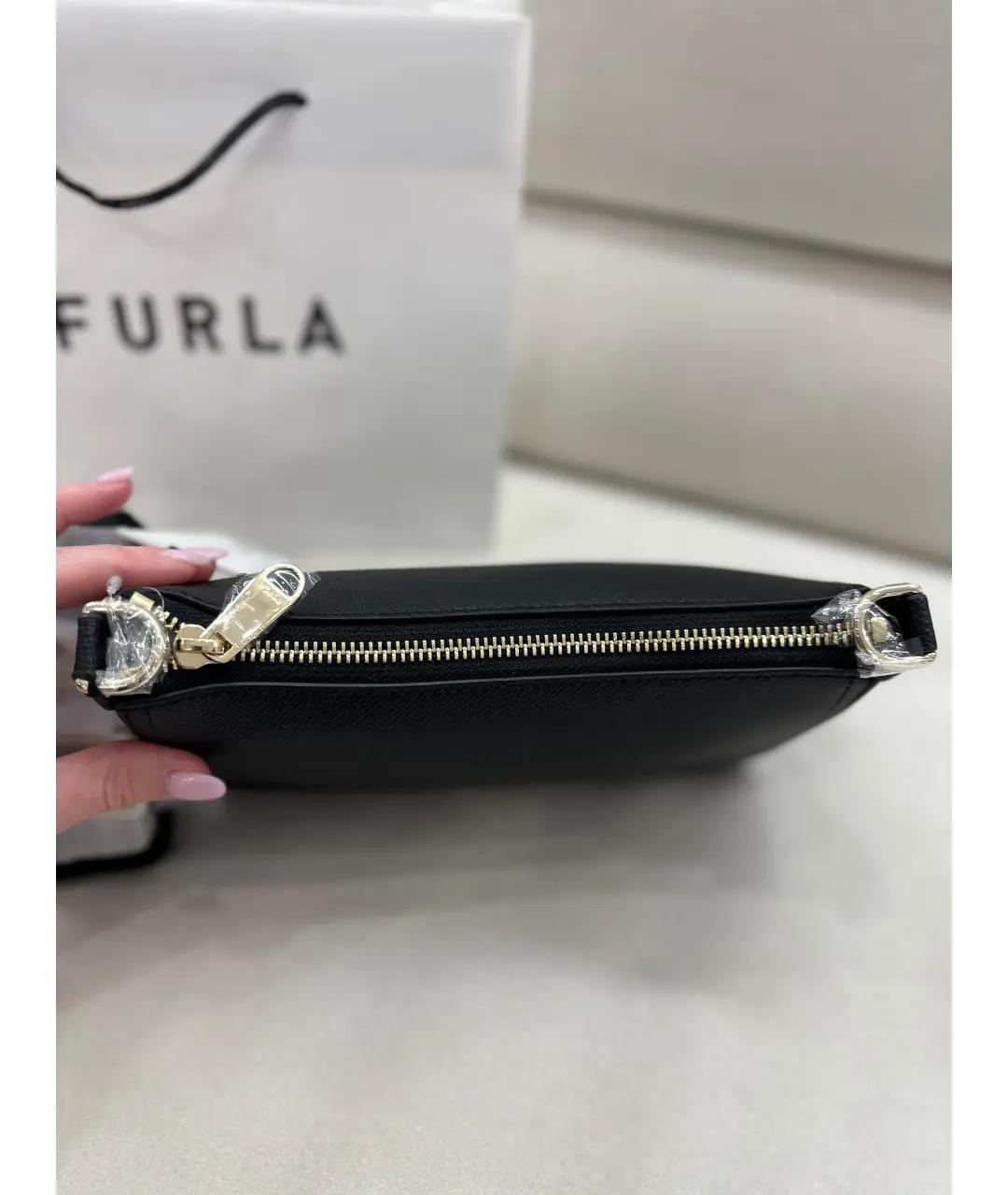 FURLA Черная кожаная сумка через плечо, фото 4