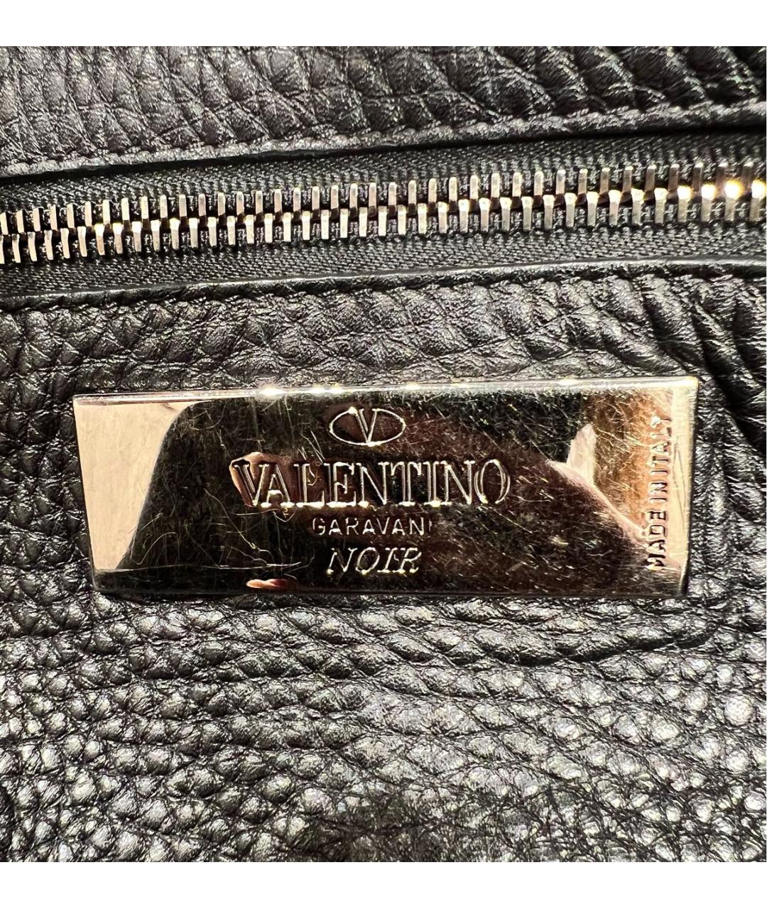VALENTINO Черная кожаная сумка тоут, фото 7