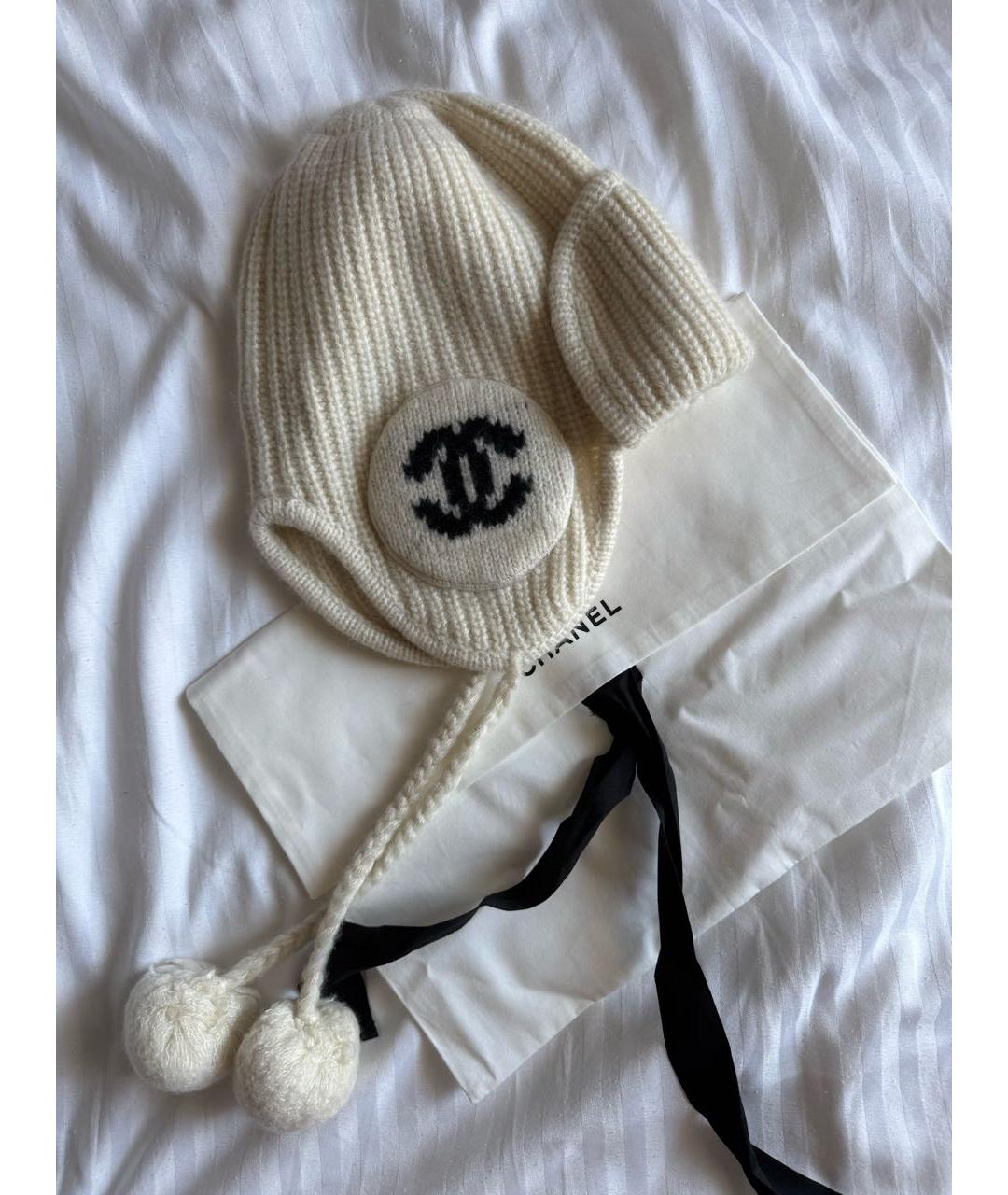 CHANEL Бежевая кашемировая шапка, фото 4
