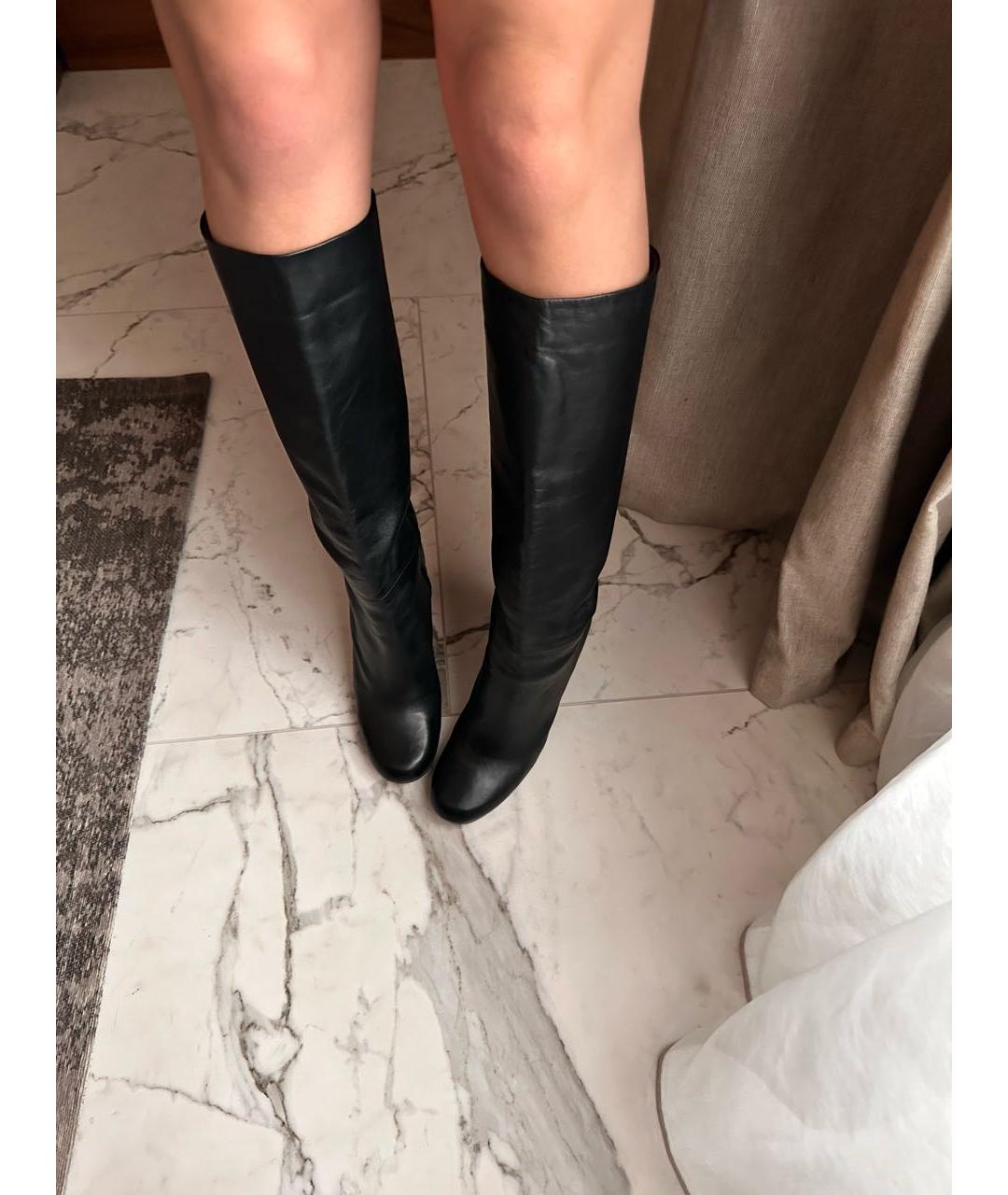 MAX MARA Черные кожаные сапоги, фото 2