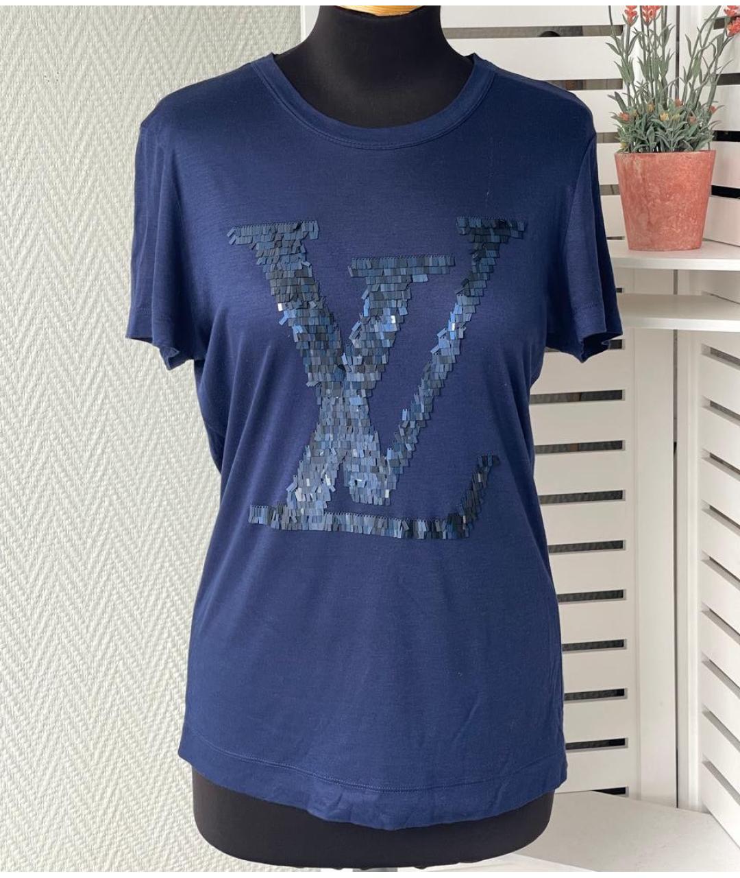 LOUIS VUITTON Синяя вискозная футболка, фото 2