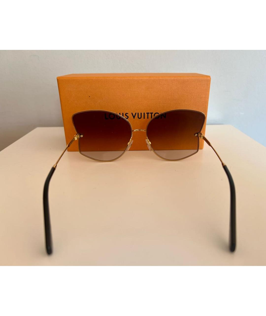 LOUIS VUITTON Золотые металлические солнцезащитные очки, фото 2