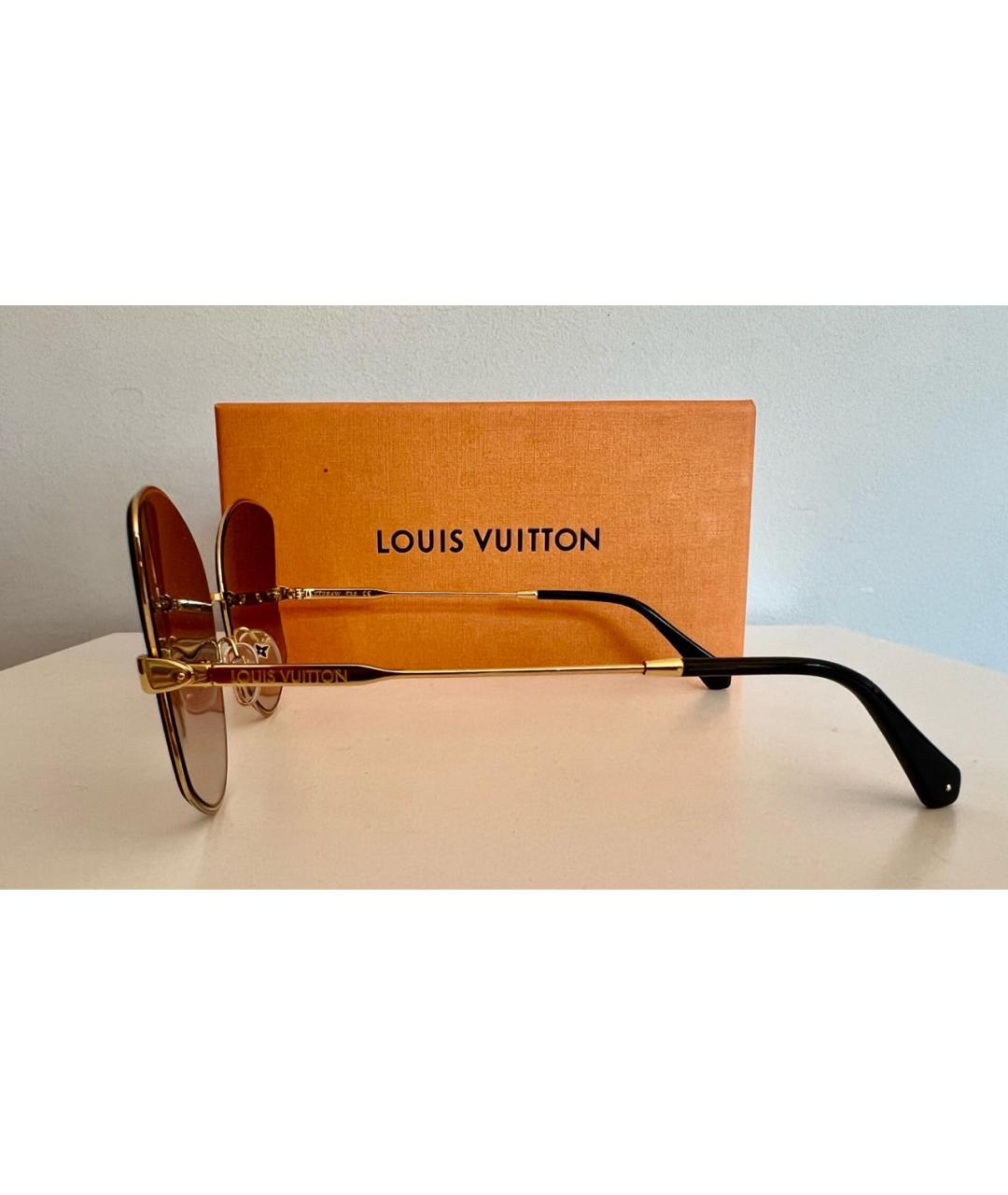 LOUIS VUITTON Золотые металлические солнцезащитные очки, фото 3