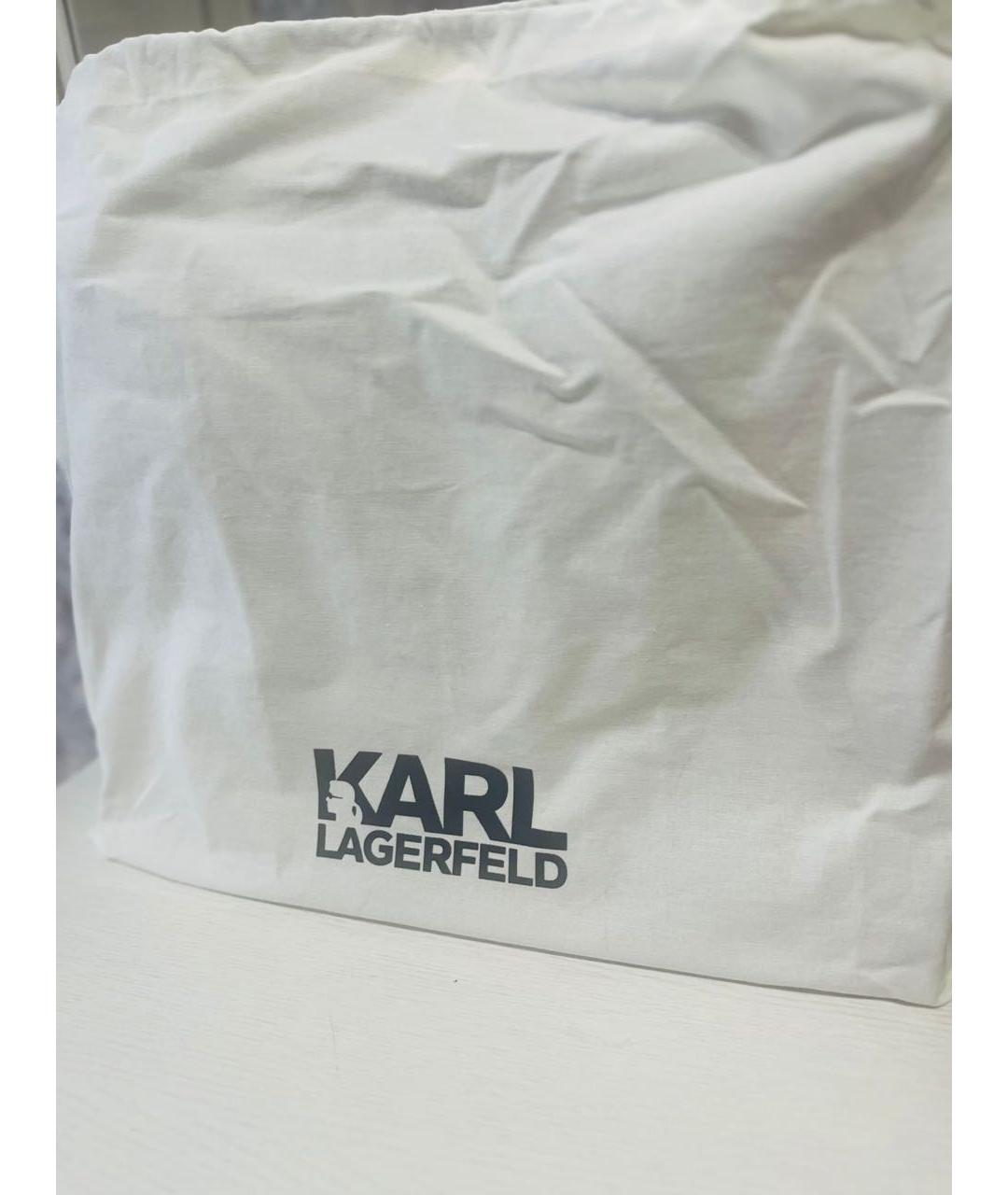 KARL LAGERFELD Черная кожаная сумка с короткими ручками, фото 8