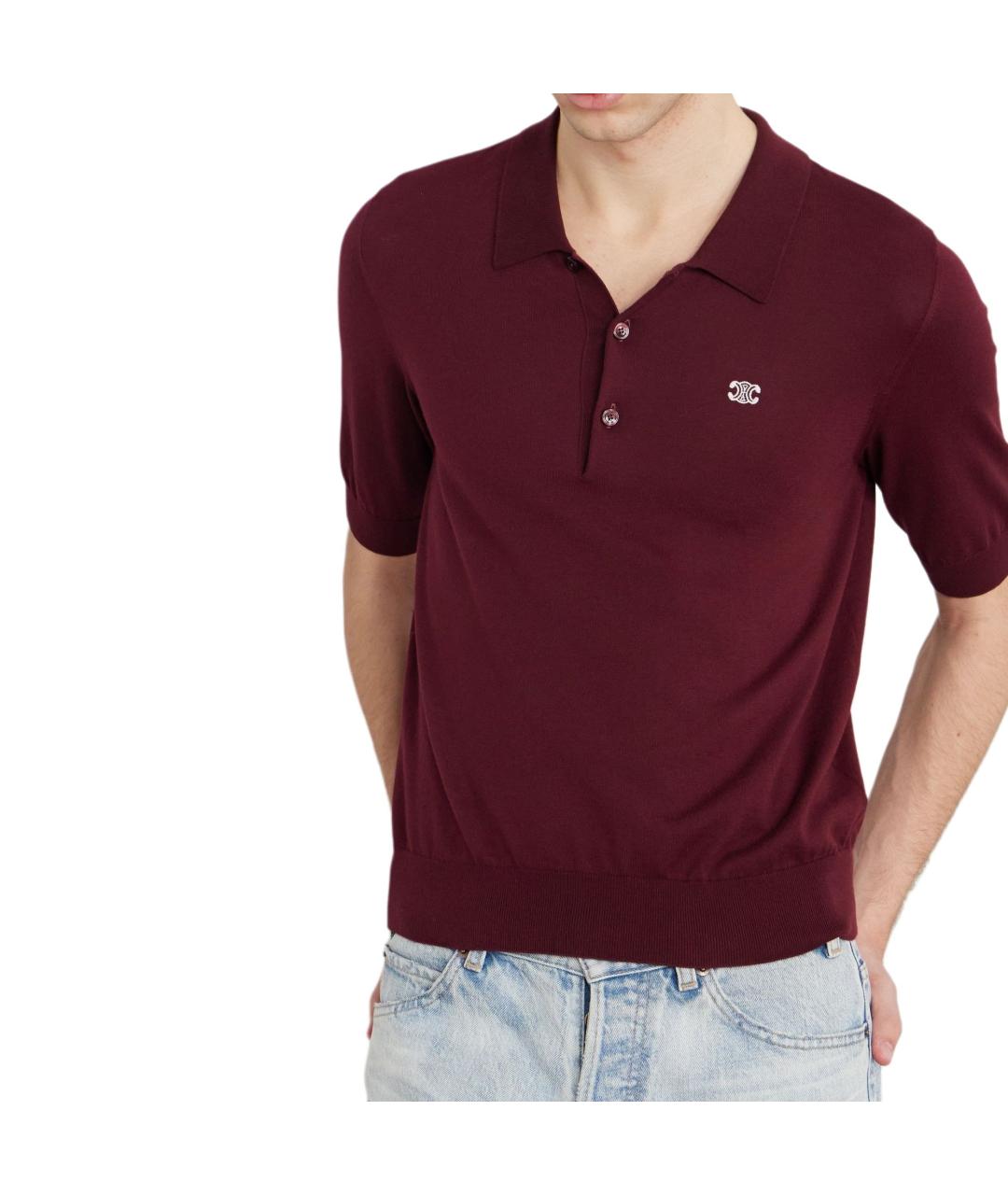 CELINE Бордовое поло с коротким рукавом, фото 3