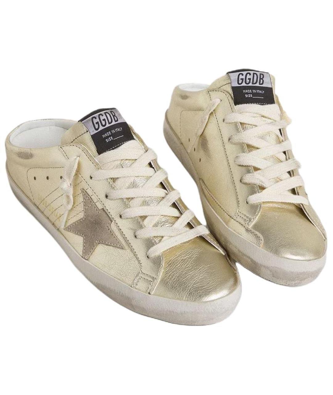 GOLDEN GOOSE DELUXE BRAND Золотые кожаные сабо, фото 3