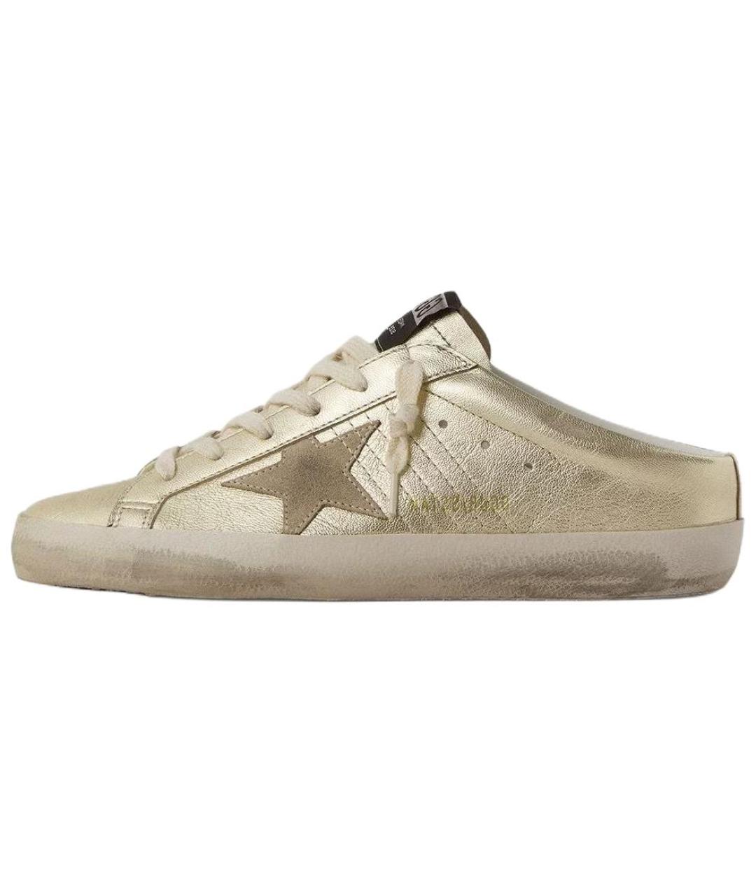 GOLDEN GOOSE DELUXE BRAND Золотые кожаные сабо, фото 2