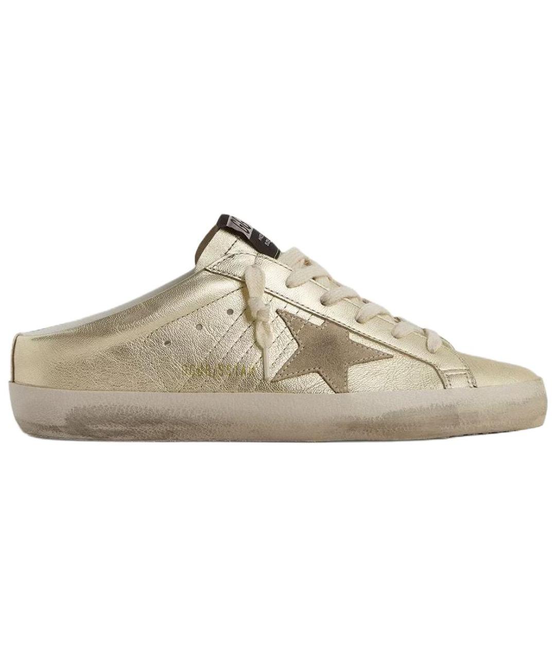 GOLDEN GOOSE DELUXE BRAND Золотые кожаные сабо, фото 1