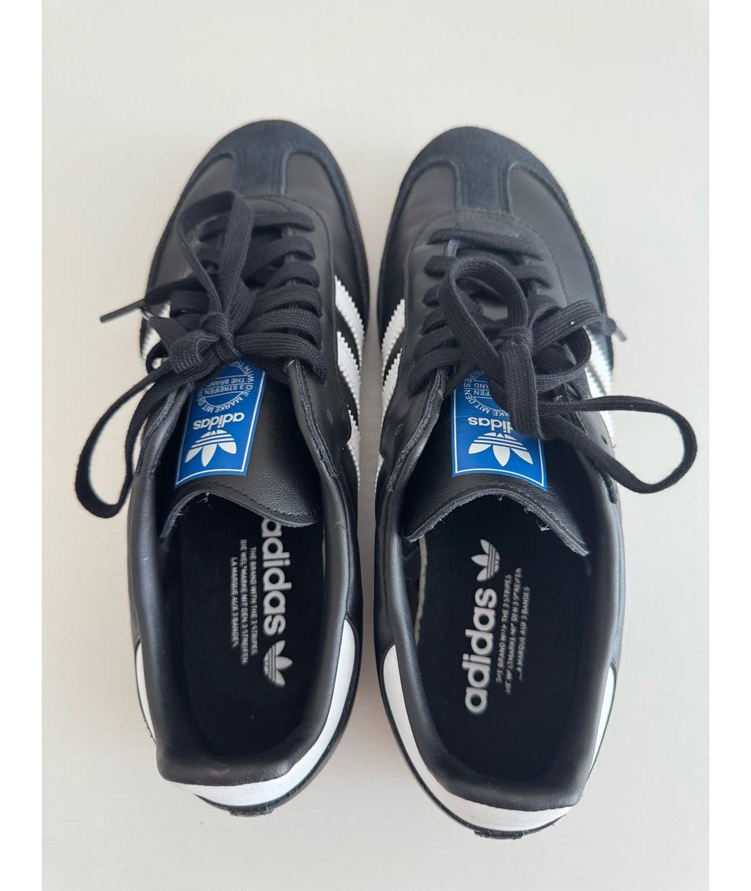 ADIDAS Черные кожаные низкие кроссовки / кеды, фото 3