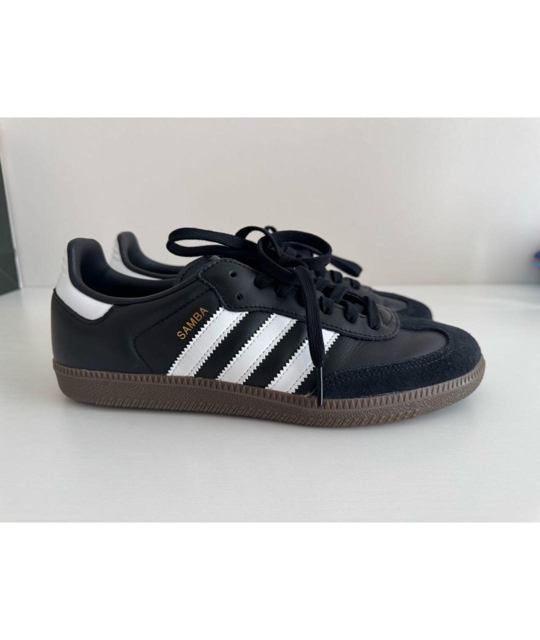 ADIDAS Черные кожаные низкие кроссовки / кеды, фото 5