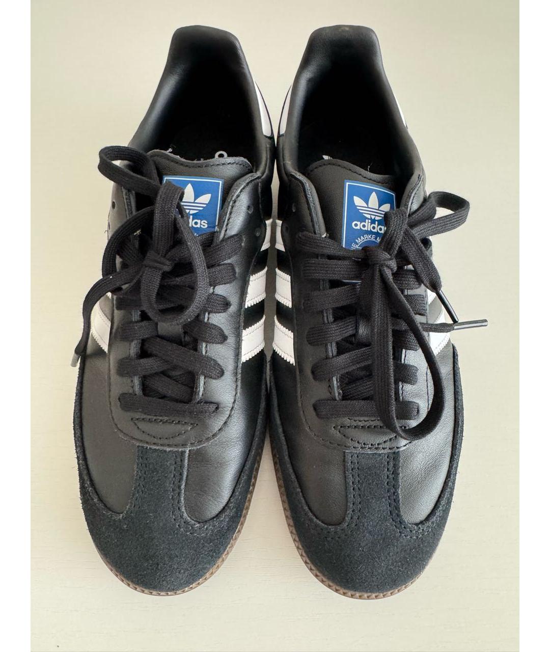 ADIDAS Черные кожаные низкие кроссовки / кеды, фото 2