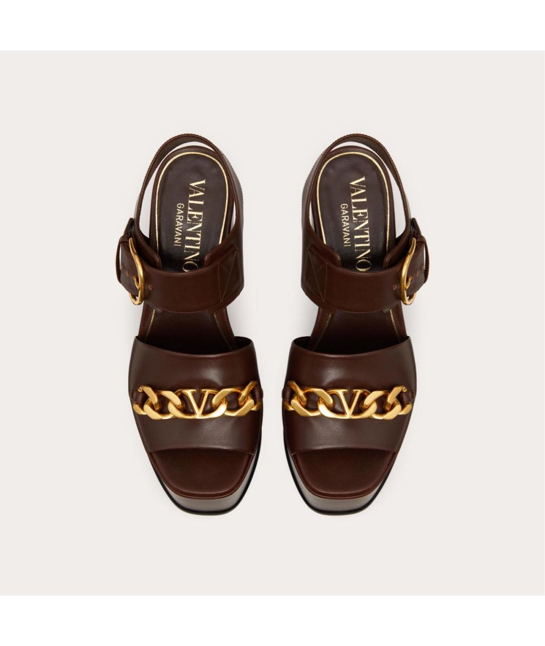 VALENTINO Коричневые кожаные босоножки, фото 4