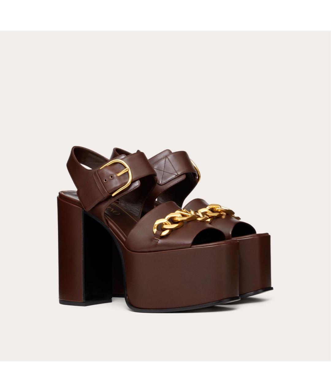 VALENTINO Коричневые кожаные босоножки, фото 2