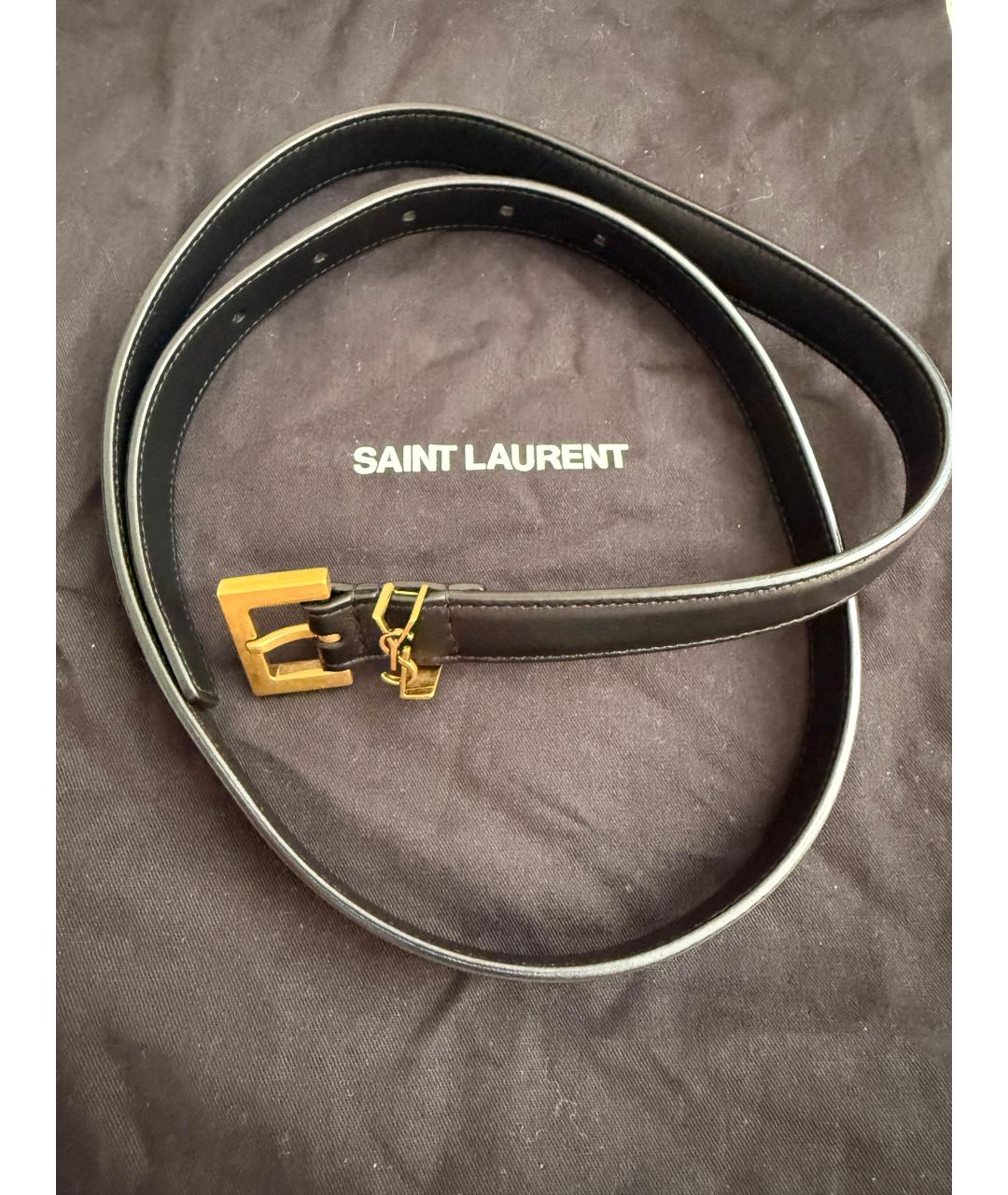 SAINT LAURENT Черный кожаный ремень, фото 2