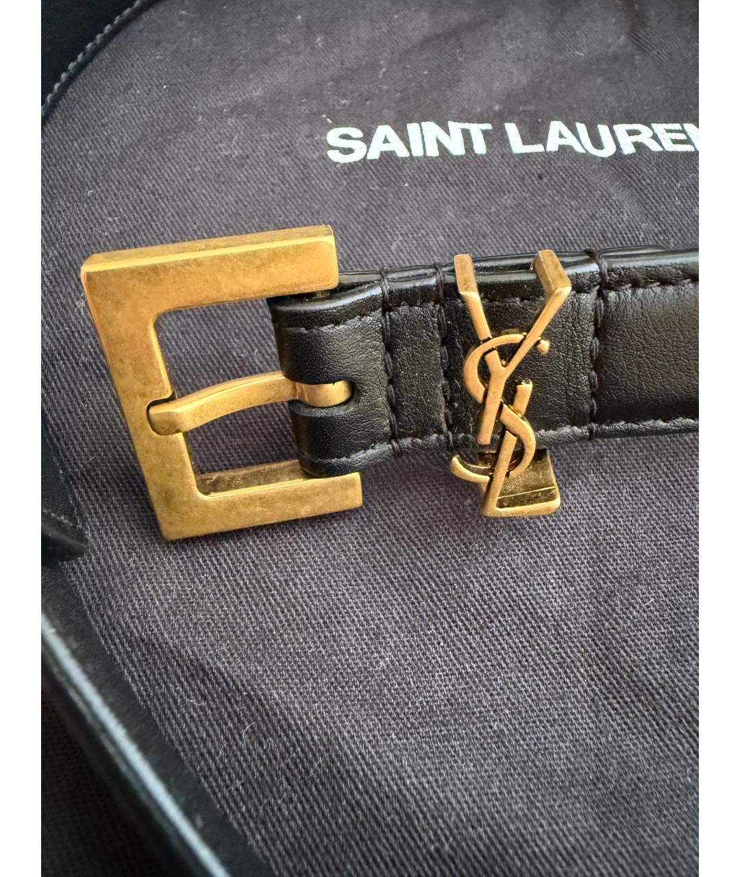 SAINT LAURENT Черный кожаный ремень, фото 6