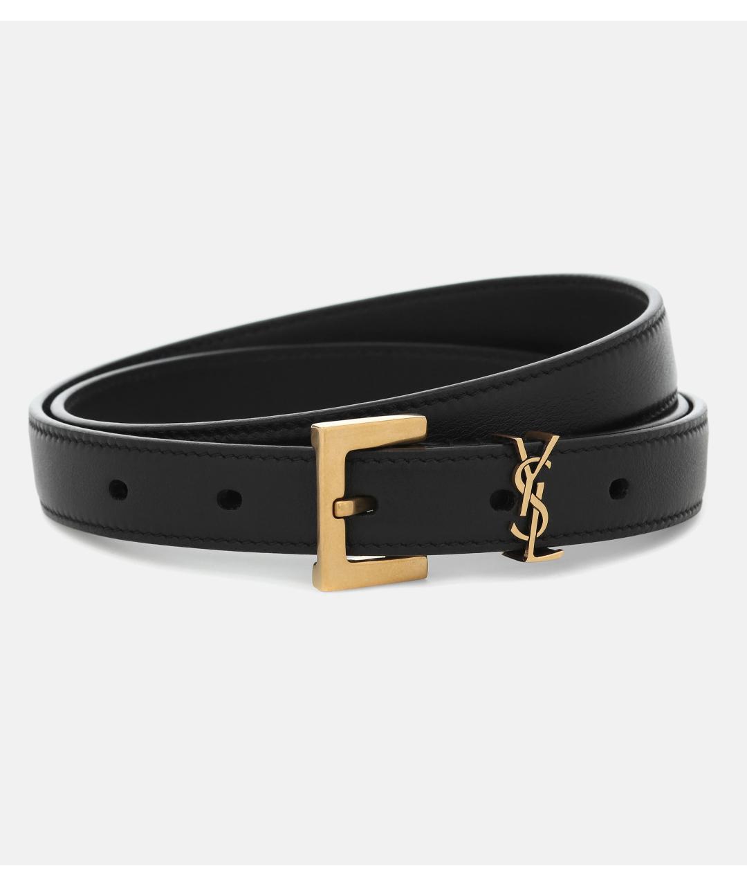 SAINT LAURENT Черный кожаный ремень, фото 8