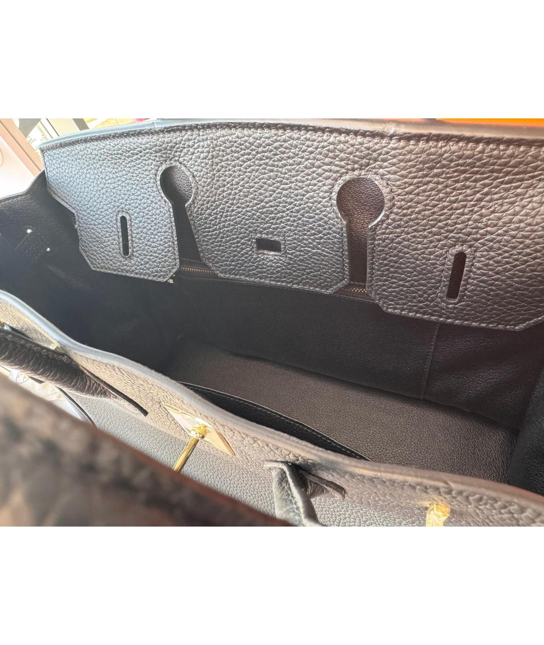 HERMES Черная кожаная сумка с короткими ручками, фото 7