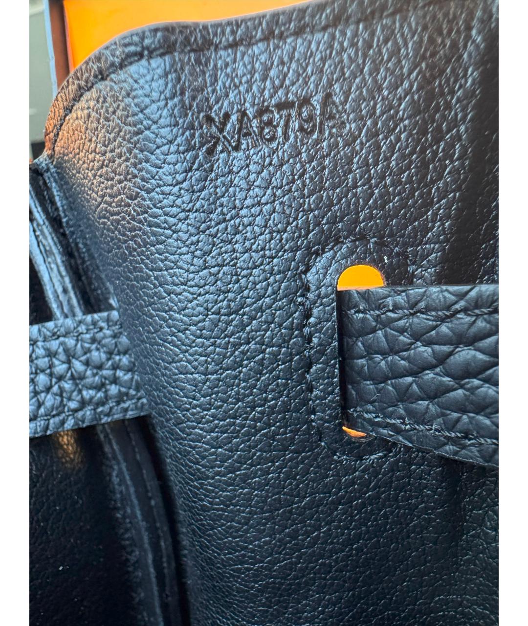 HERMES Черная кожаная сумка с короткими ручками, фото 4