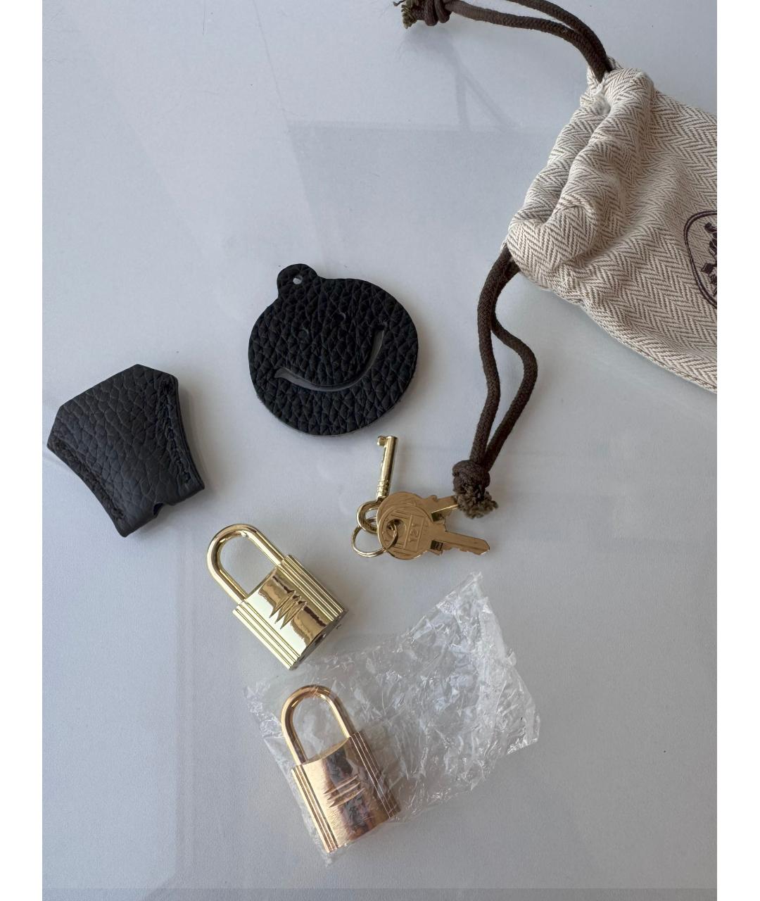 HERMES Черная кожаная сумка с короткими ручками, фото 5