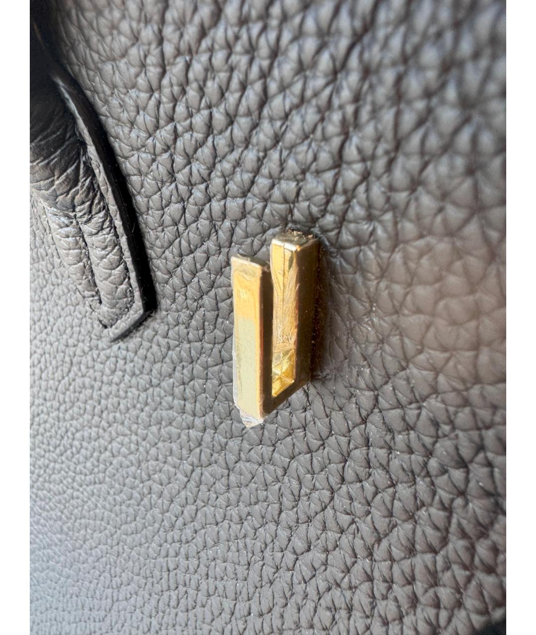 HERMES Черная кожаная сумка с короткими ручками, фото 6