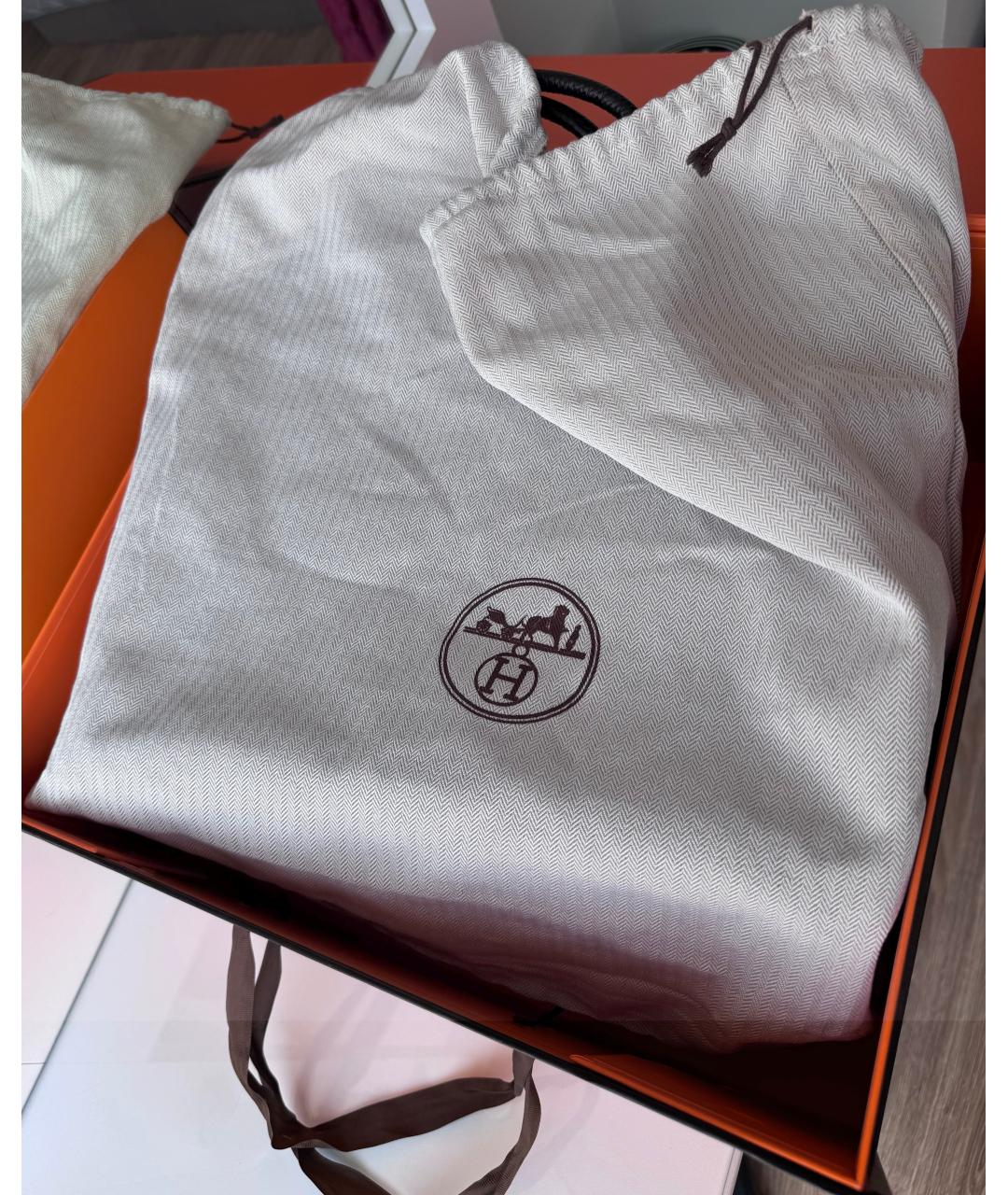 HERMES Черная кожаная сумка с короткими ручками, фото 8