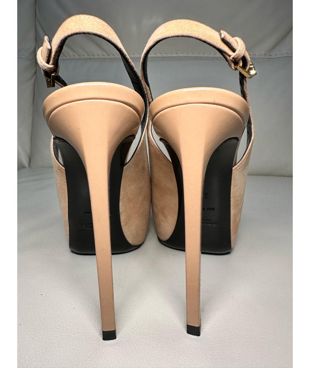 SAINT LAURENT Бежевые замшевые туфли, фото 3