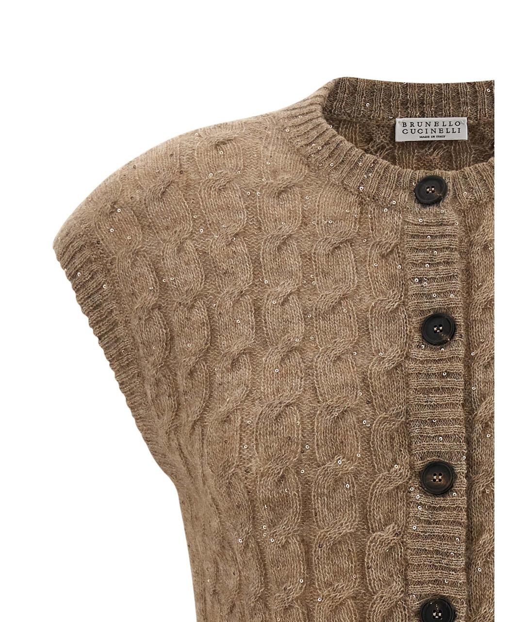 BRUNELLO CUCINELLI Коричневая шерстяная жилетка, фото 3
