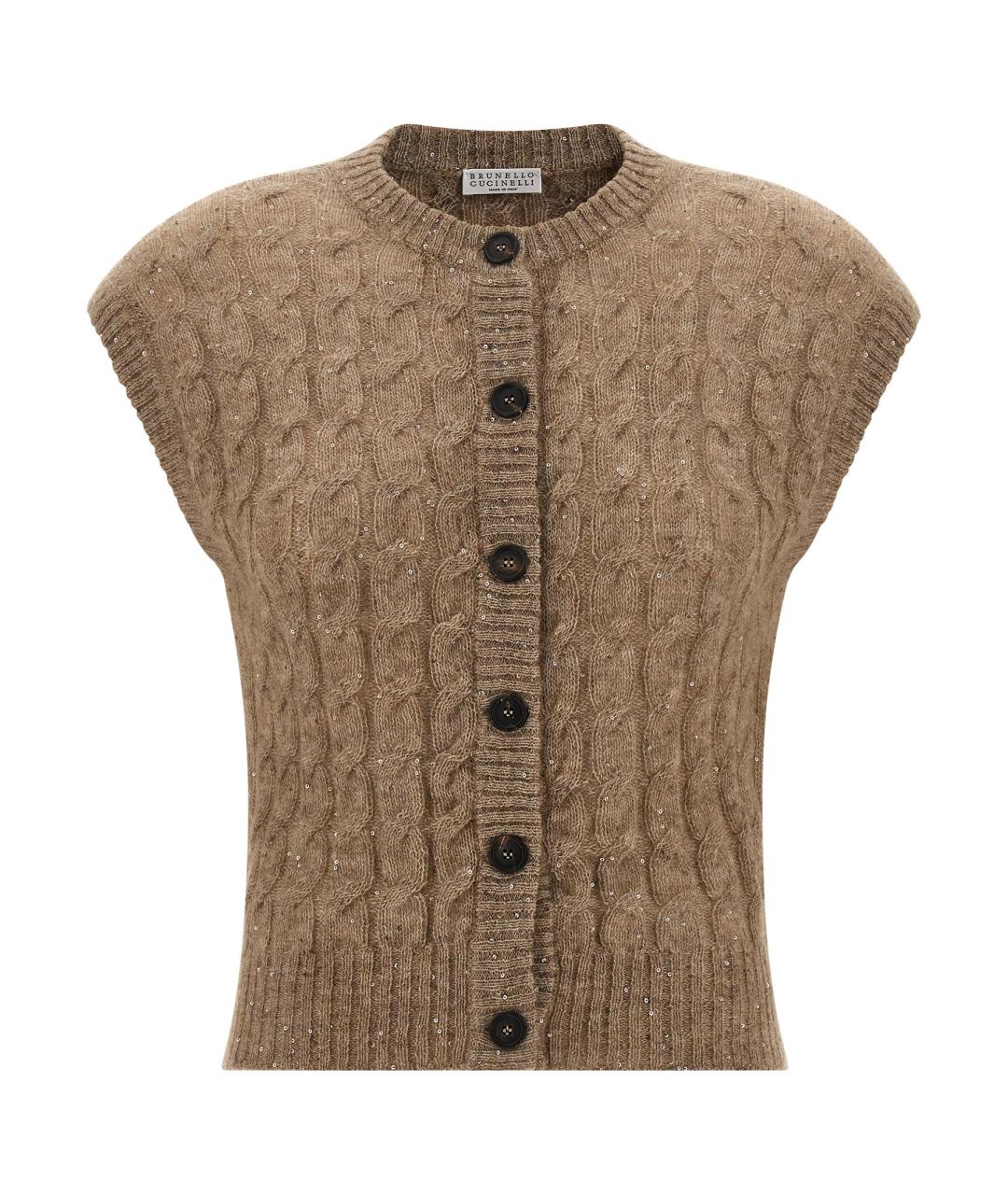 BRUNELLO CUCINELLI Коричневая шерстяная жилетка, фото 1