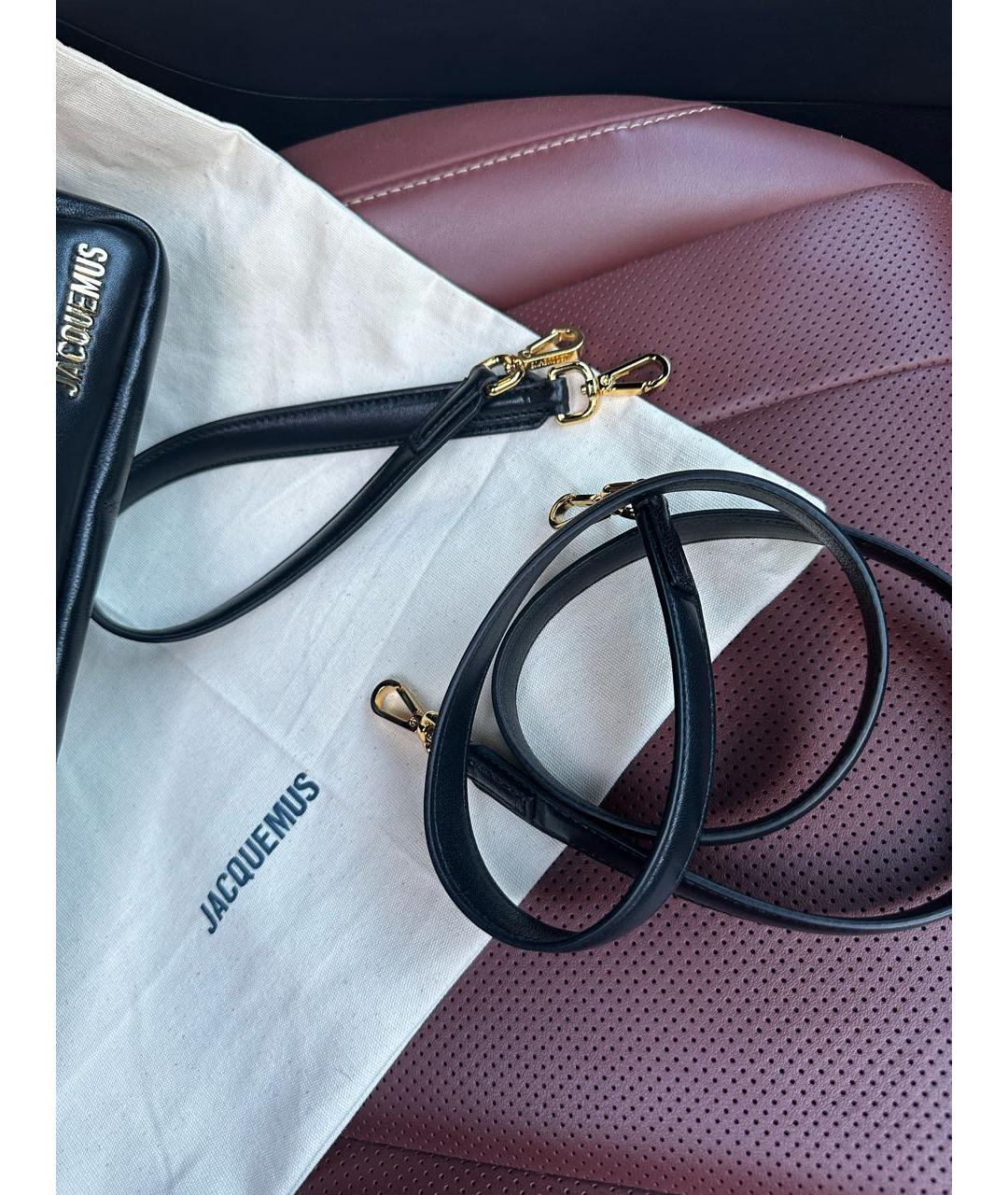 JACQUEMUS Черная кожаная сумка через плечо, фото 5
