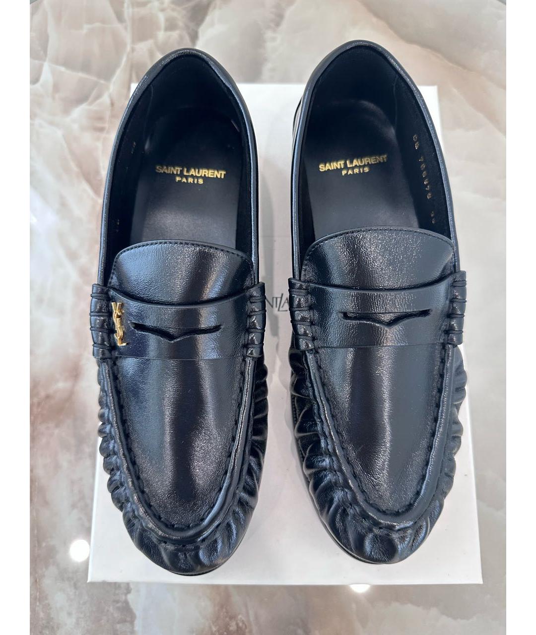 SAINT LAURENT Черные кожаные лоферы, фото 3