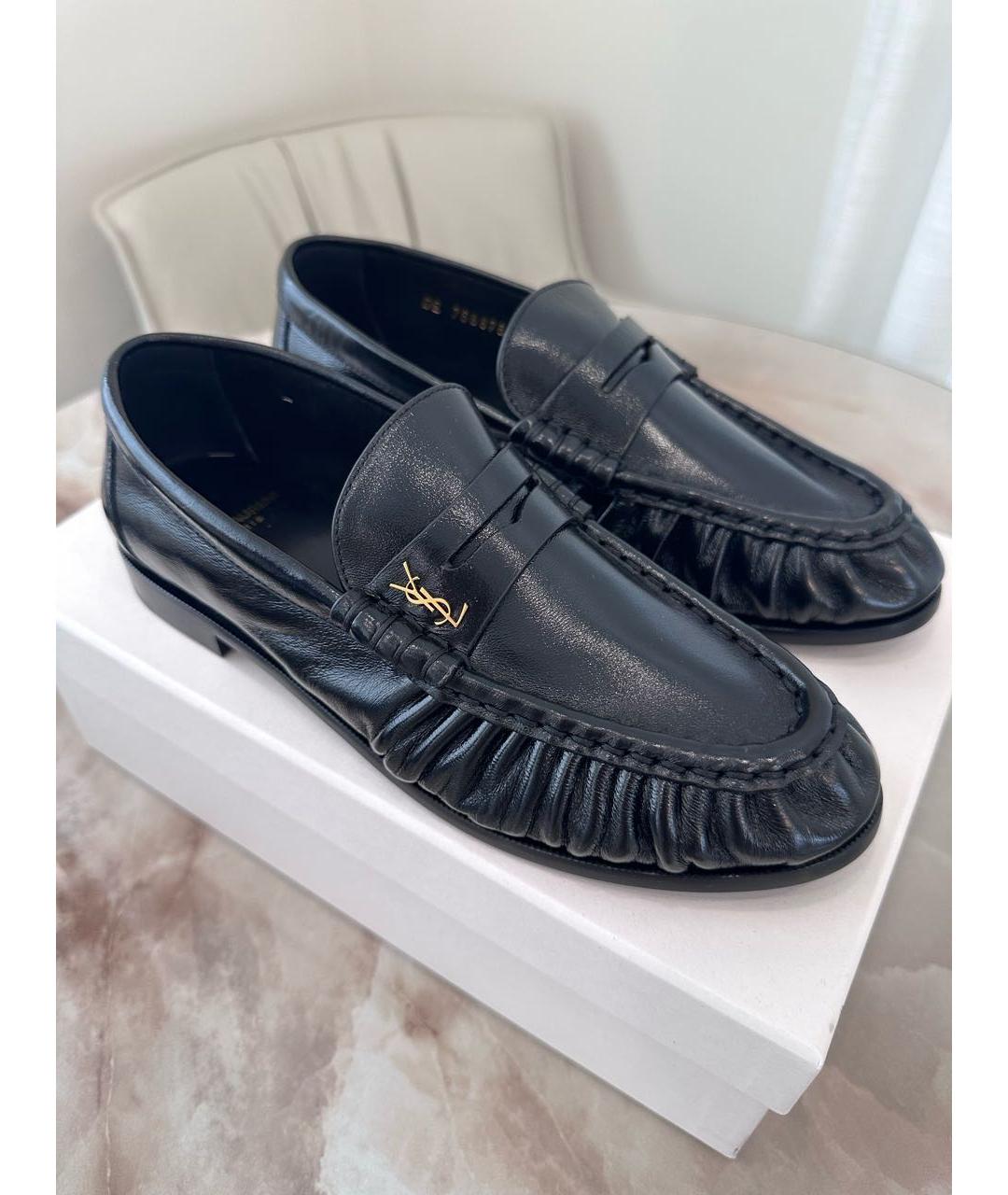 SAINT LAURENT Черные кожаные лоферы, фото 2