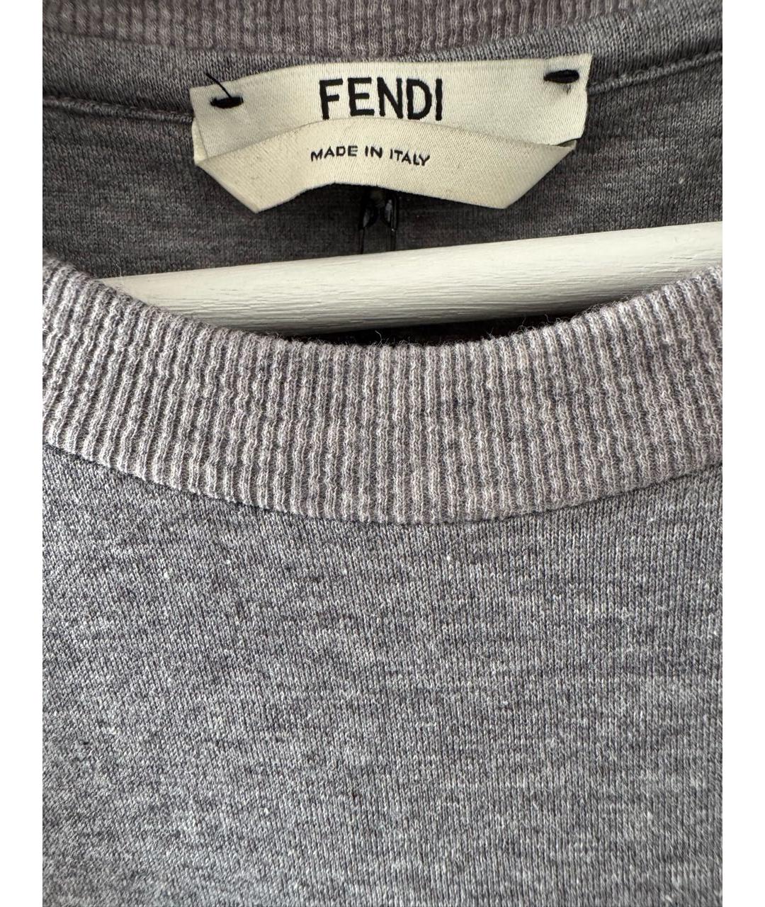 FENDI Серая хлопко-эластановая футболка, фото 3