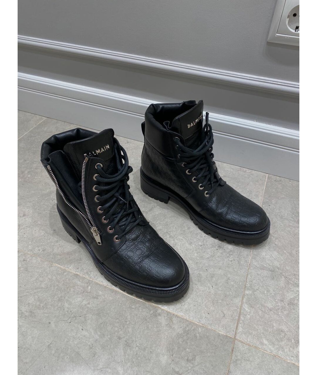 BALMAIN Черные кожаные ботинки, фото 5