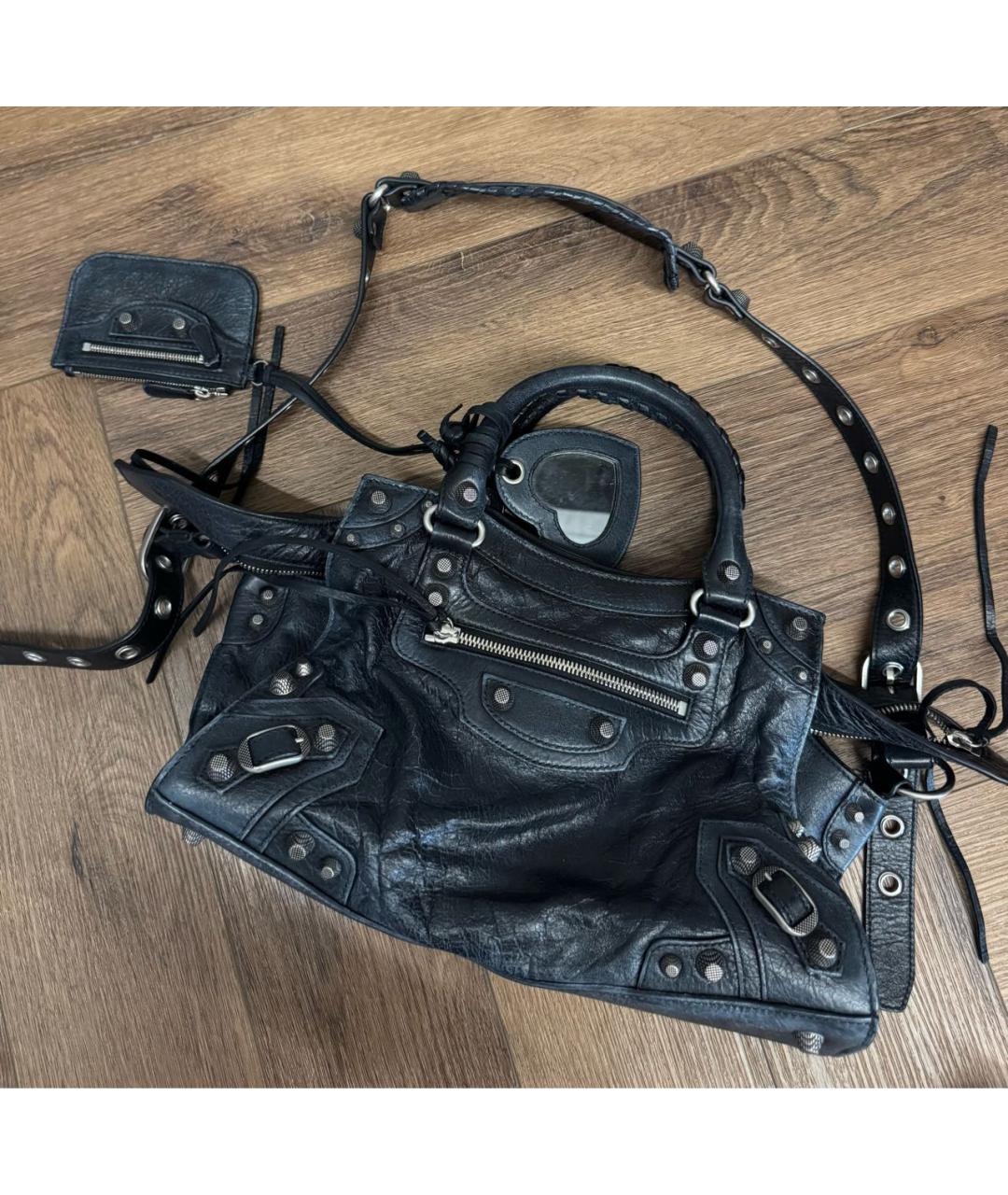 BALENCIAGA Темно-синяя кожаная сумка через плечо, фото 2