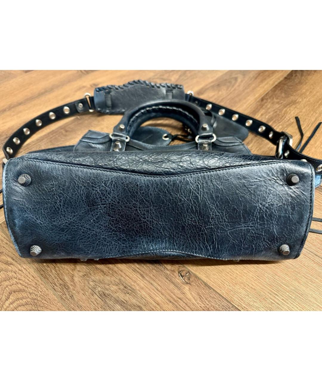 BALENCIAGA Темно-синяя кожаная сумка через плечо, фото 4